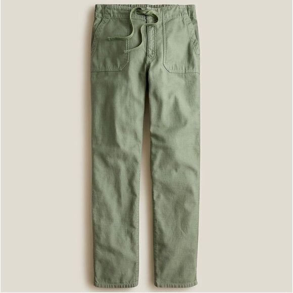 J. Crew | Tie-Waist Camp Pant in Pale Cypress Olive Green | MT Medium Tall - Picture 1 of 8